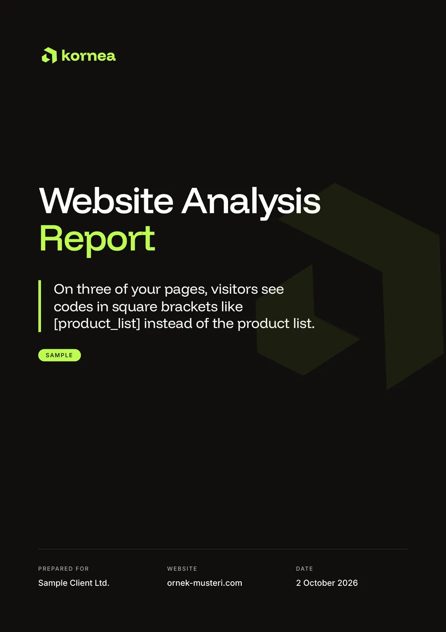 Fictional sample report, cover page