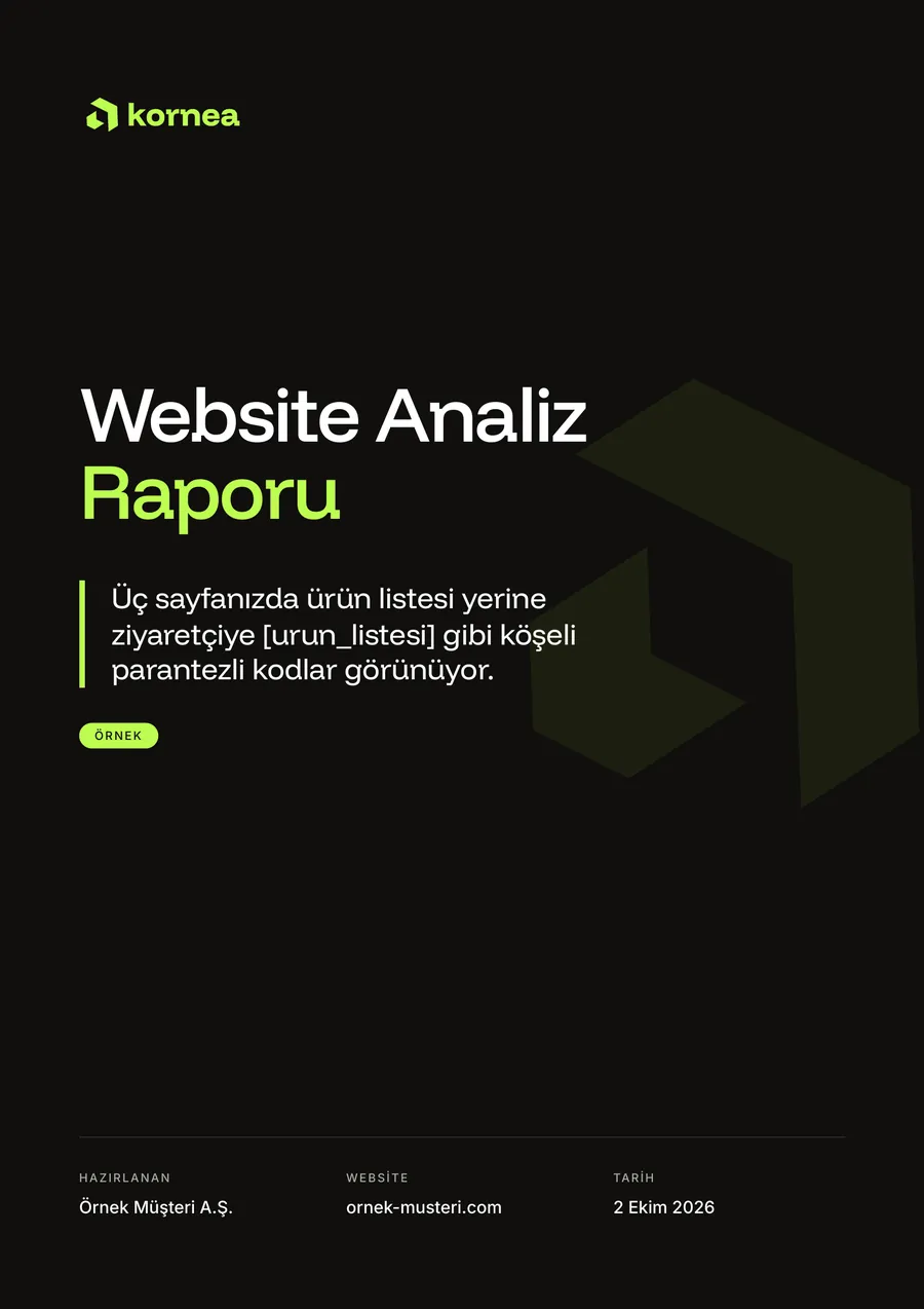 Kurgusal örnek rapor, kapak sayfası